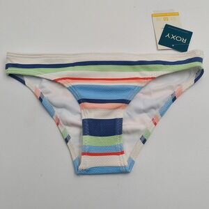 Roxy Line Up Bikini Bottoms Women's XXL Multi Striped Regular Coverage Swim